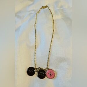 Gold Necklace with Pink and Black Charms